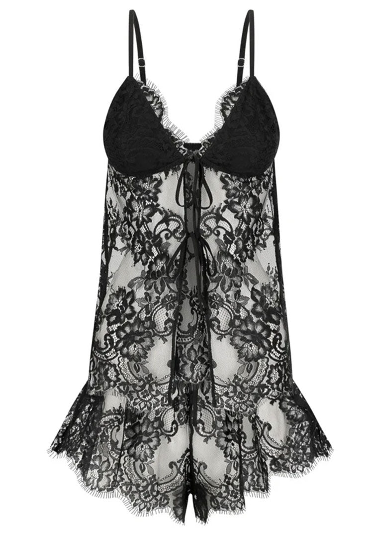 Eternal Love | Black Satin & Lace Couture Nightwear