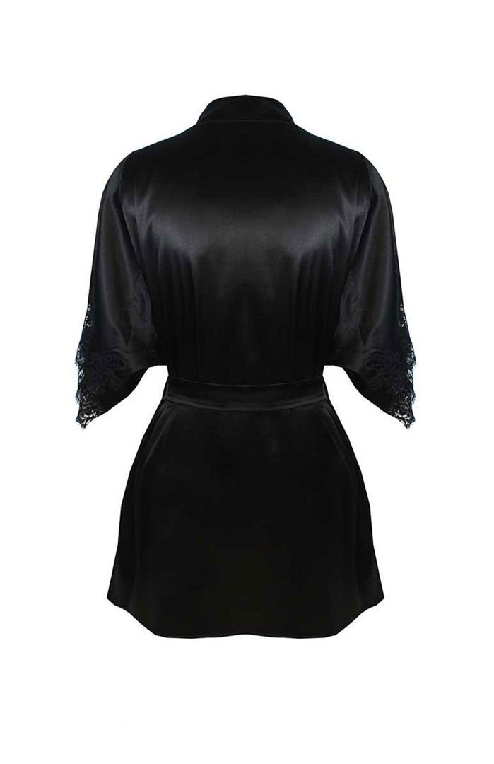 Midnight Seduction | Black Satin & Lace Couture Slip Dress