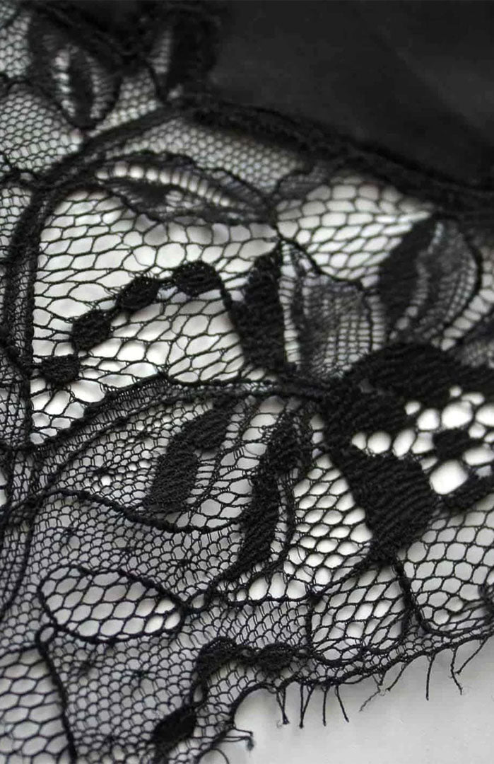 Noir Affair | Black Satin & Lace Robe