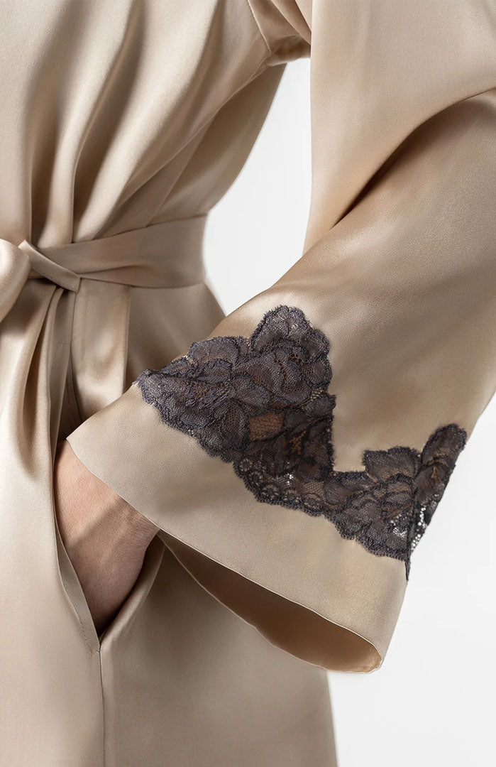 Golden Lady | Gold Couture Satin & Lace Robe
