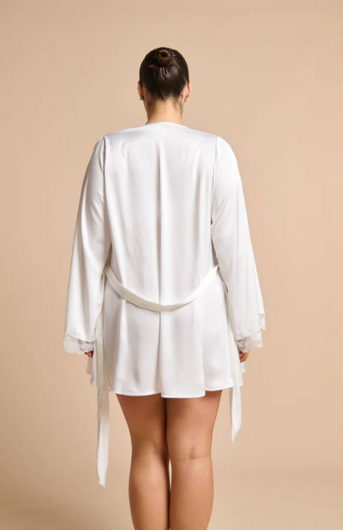 Morning Serenity | White Couture Lace Satin Robe