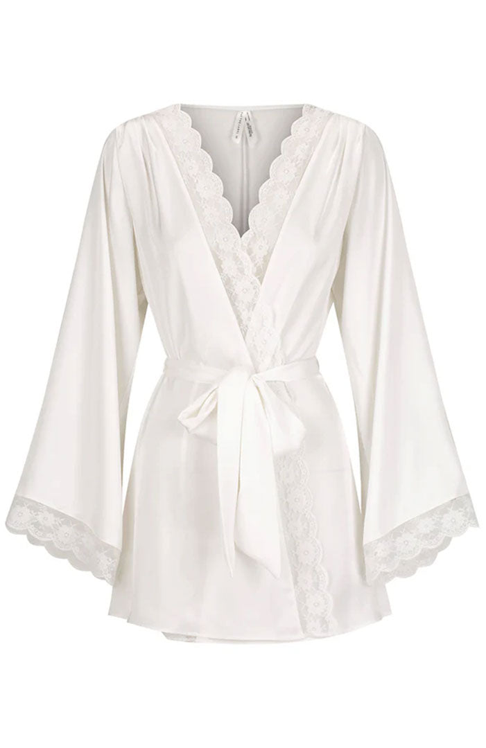 Morning Serenity | White Couture Lace Satin Robe