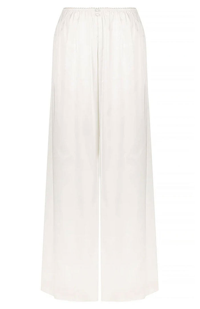 Azure Escape | White Luxe Satin Wide-Leg Set