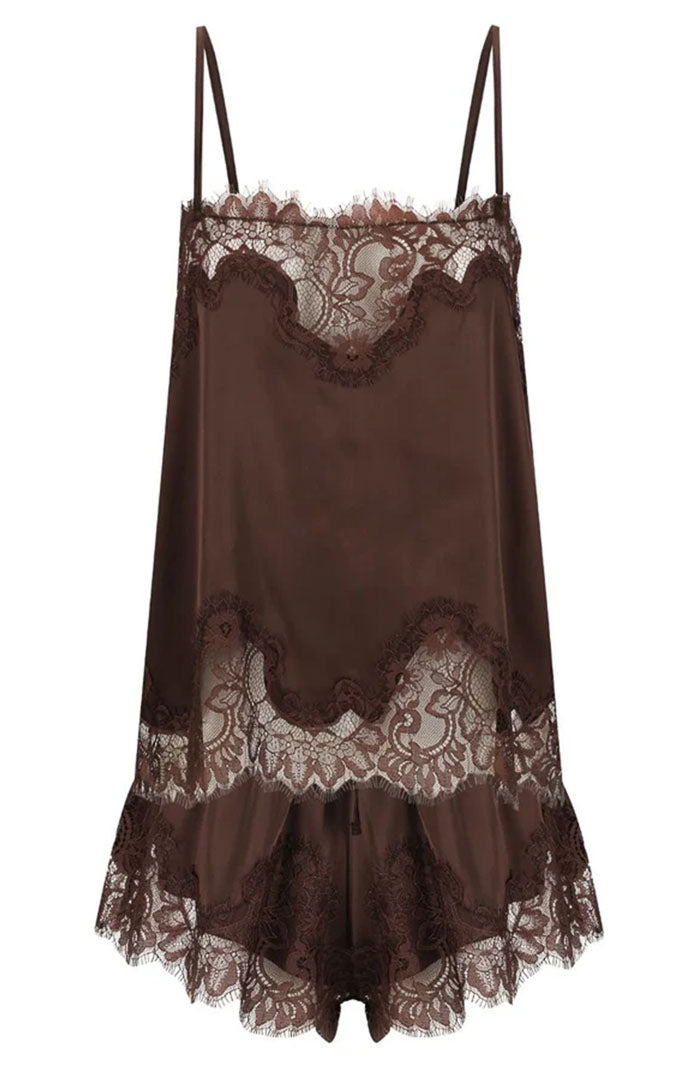 Espresso Martini | Brown Couture Lace Cami & Shorts Set