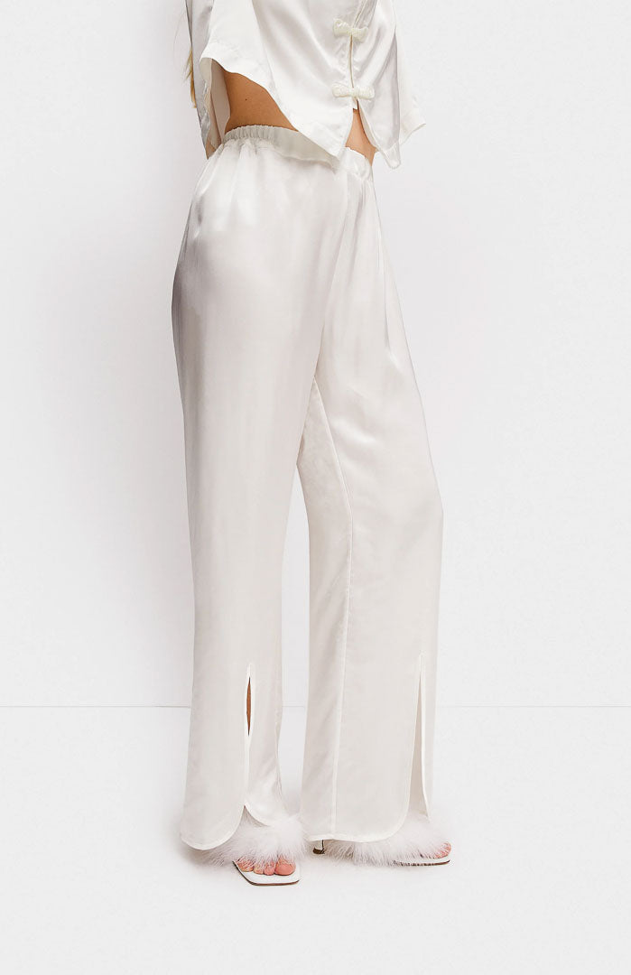 Imperial Silk | White Cheongsam Satin Set