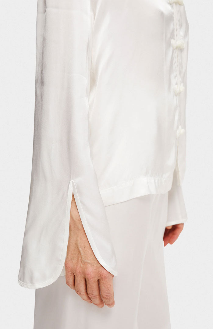 Imperial Silk | White Cheongsam Satin Set