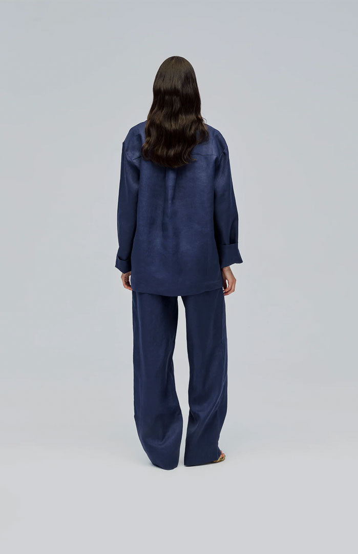 Coastal Indigo | Navy Linen Wide-Leg Set