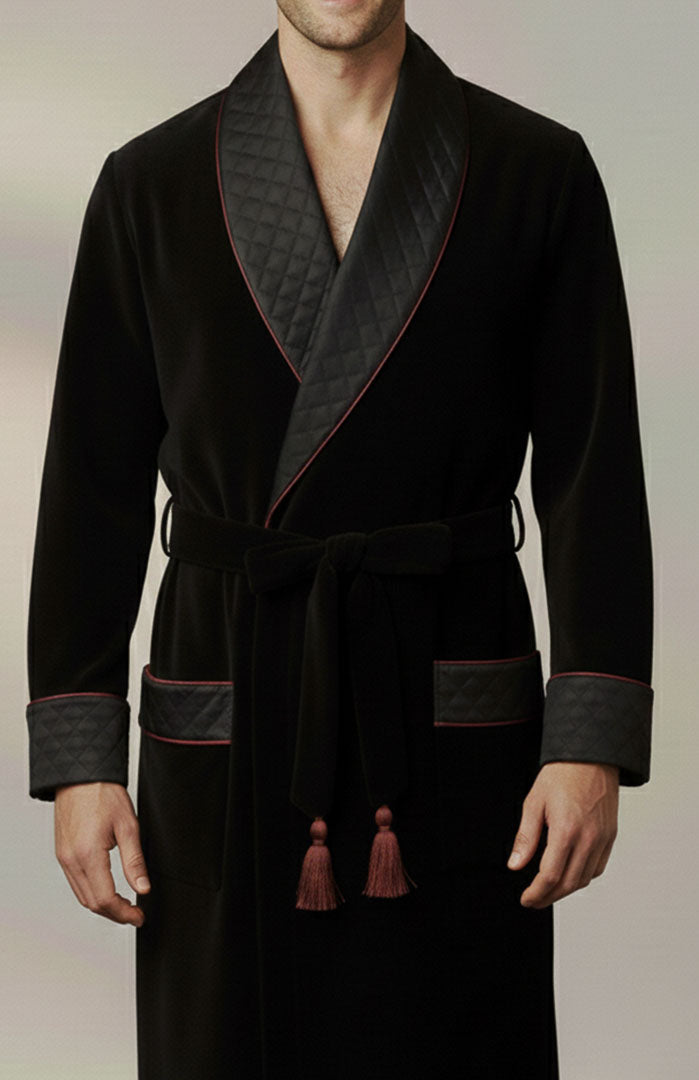 The Don Black | Quilted Velvet Robe for Men