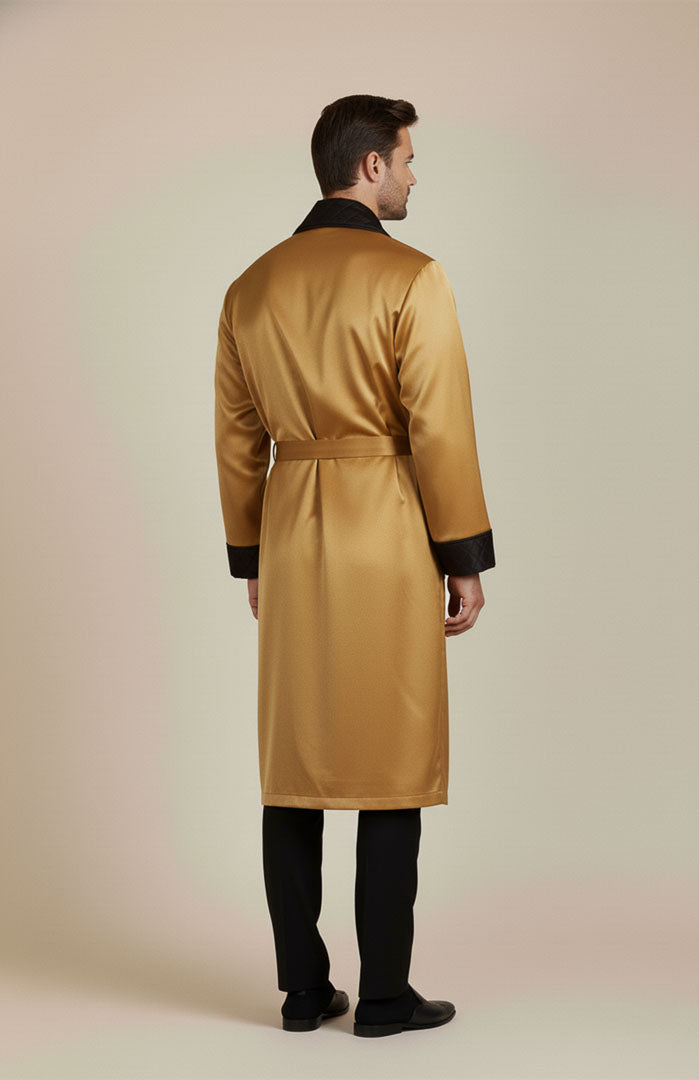The Crown | Gold Quilted Velvet Robe for Men