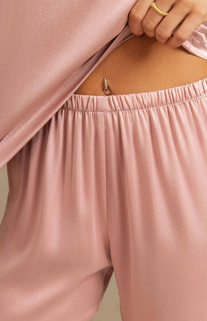 The Blush Rose Set – Luxury Pink Satin Loungewear
