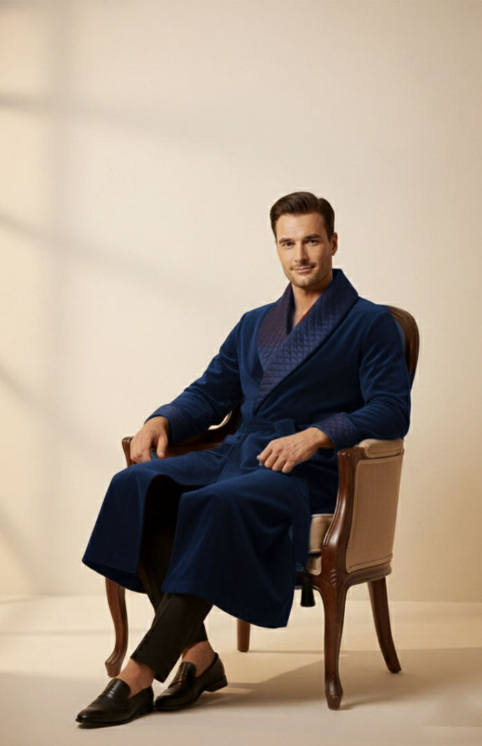 Blue Label Reserve | Quilted Velvet Winter Robe for Men