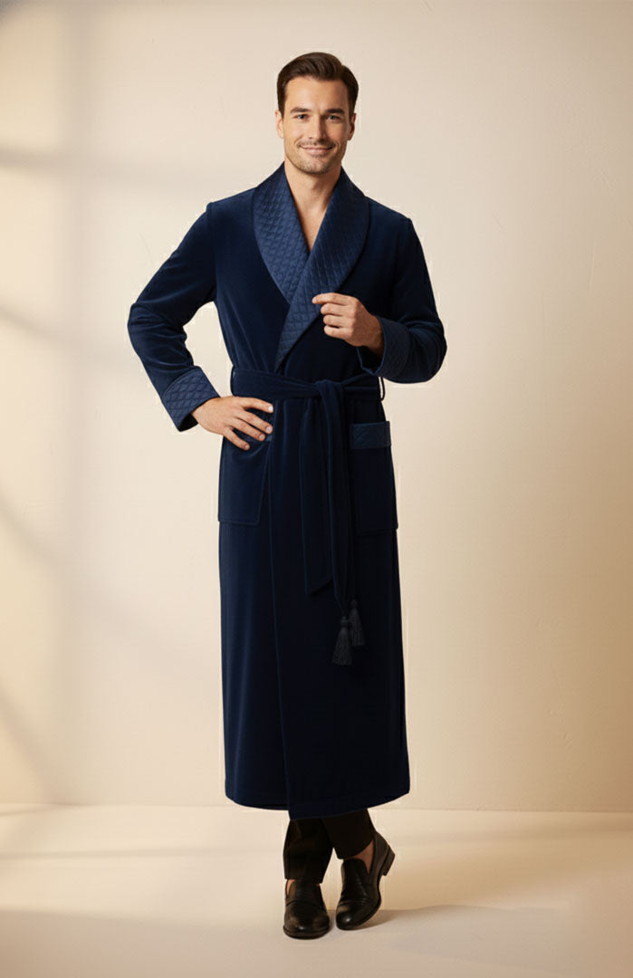 Blue Label Reserve | Quilted Velvet Winter Robe for Men
