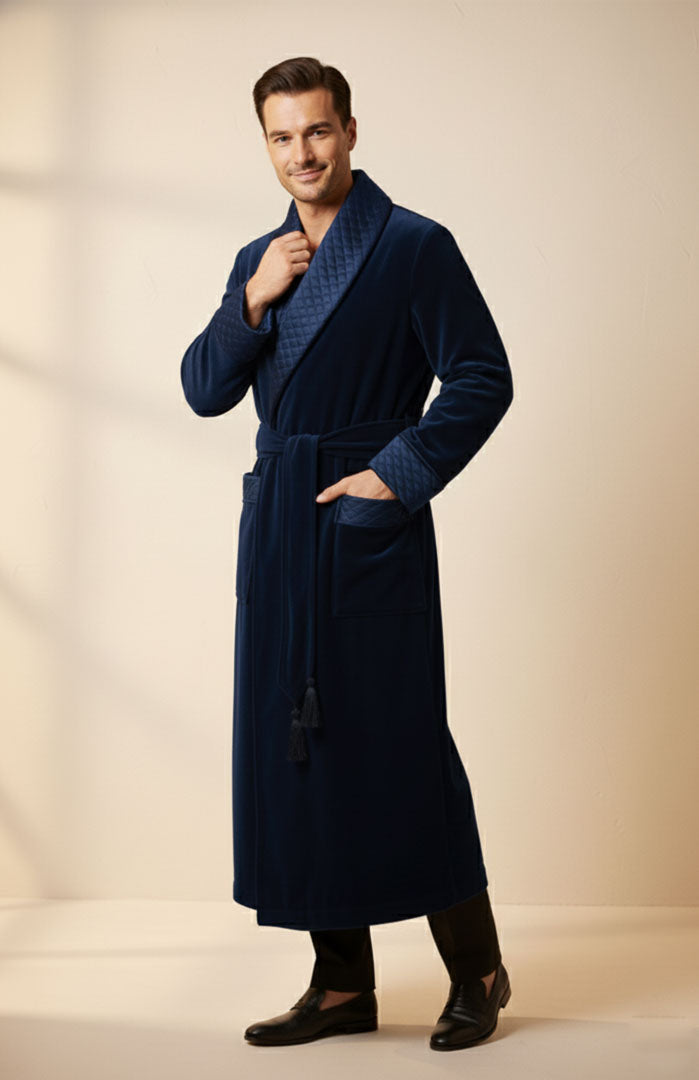 Blue Label Reserve | Quilted Velvet Winter Robe for Men