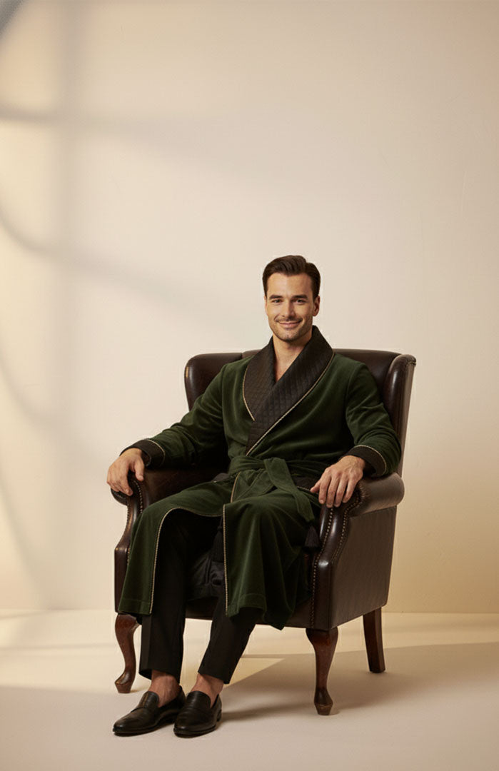 Emerald Estate | Quilted Velvet Robe for Men