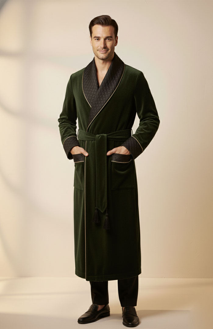 Emerald Estate | Quilted Velvet Robe for Men