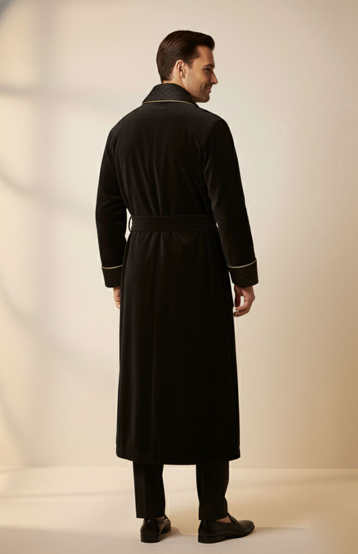 Midnight Manor |Quilted Velvet Robe for Men