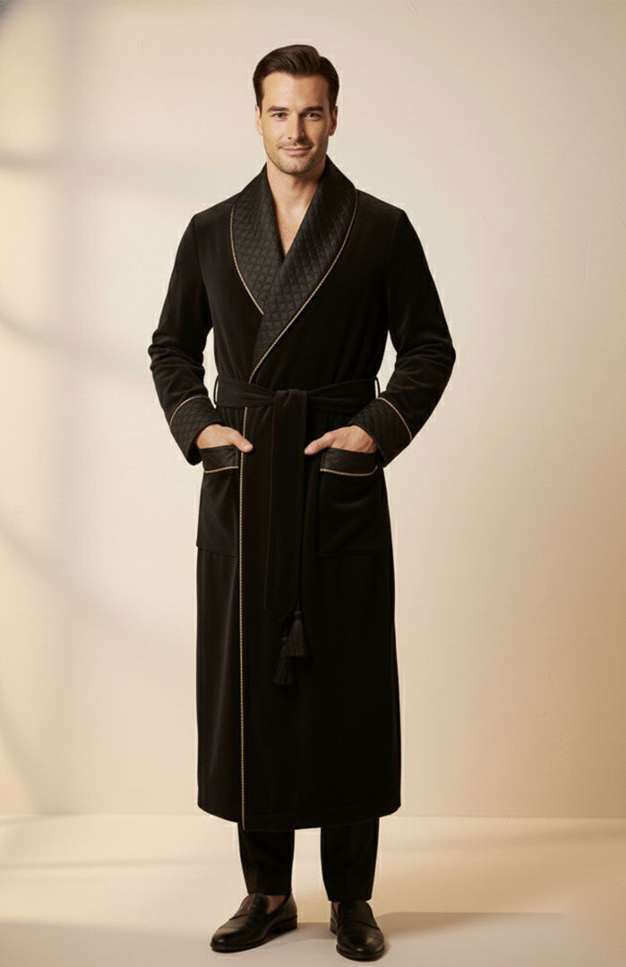 Midnight Manor |Quilted Velvet Robe for Men
