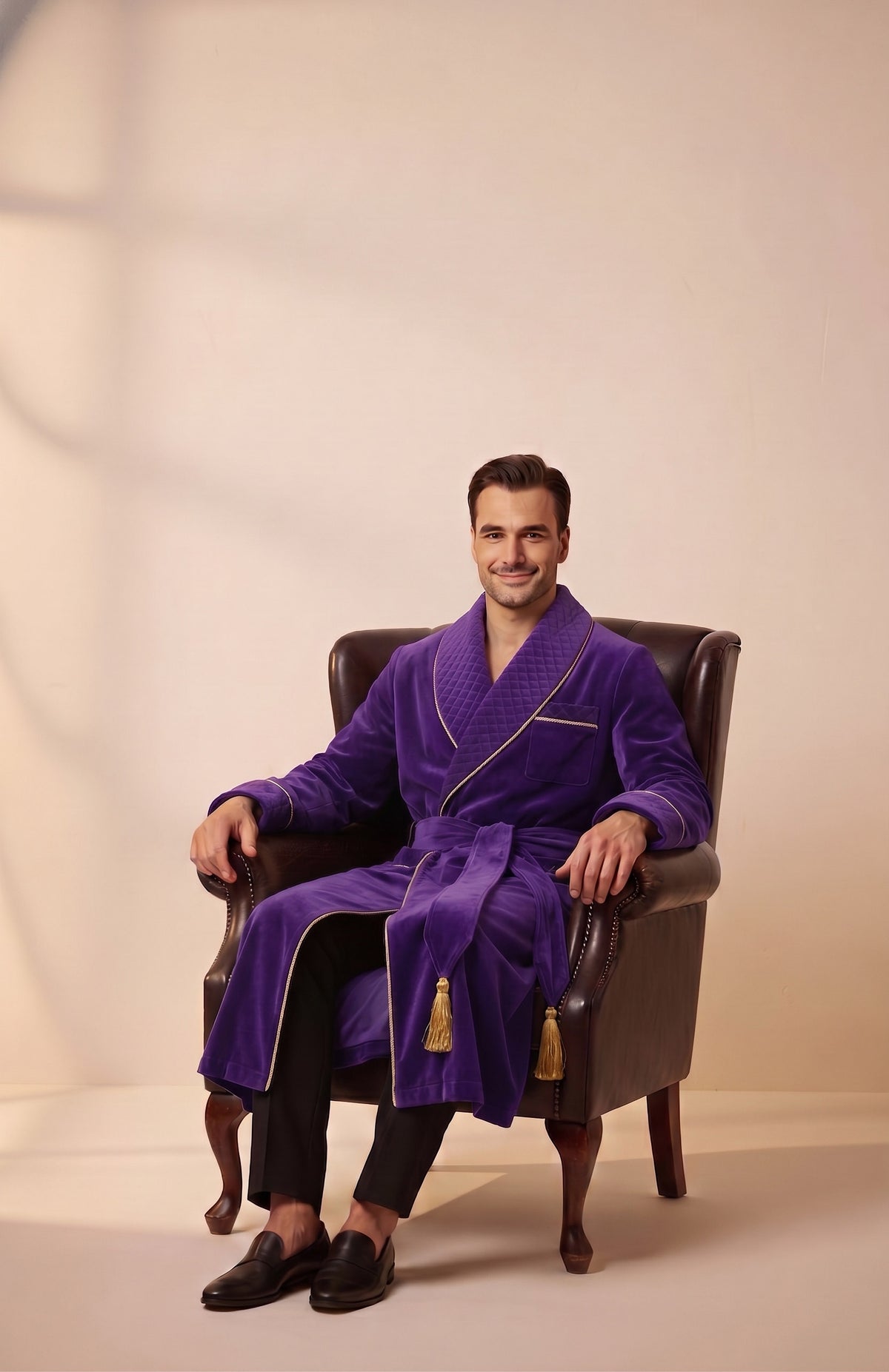 Royal Violet | Quilted Velvet Robe for Men