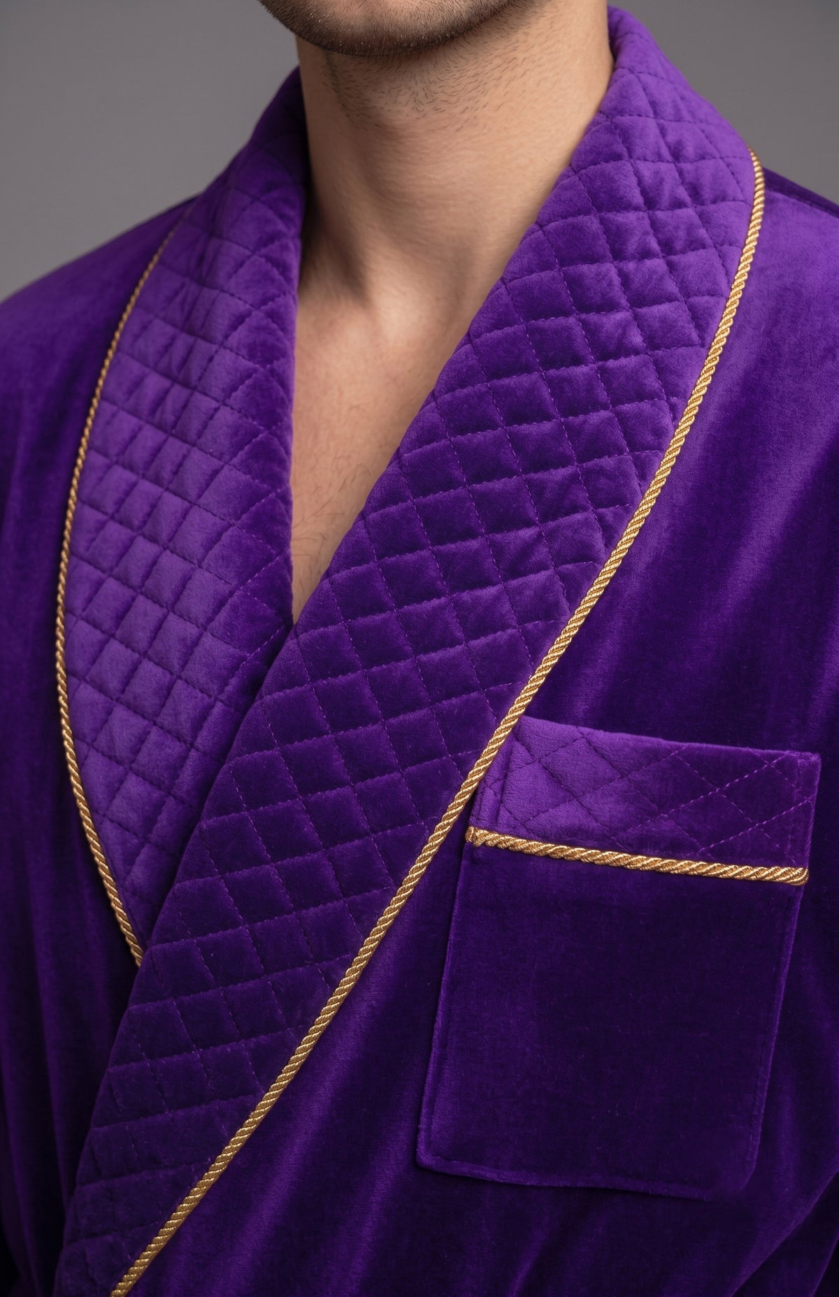 Royal Violet | Quilted Velvet Robe for Men