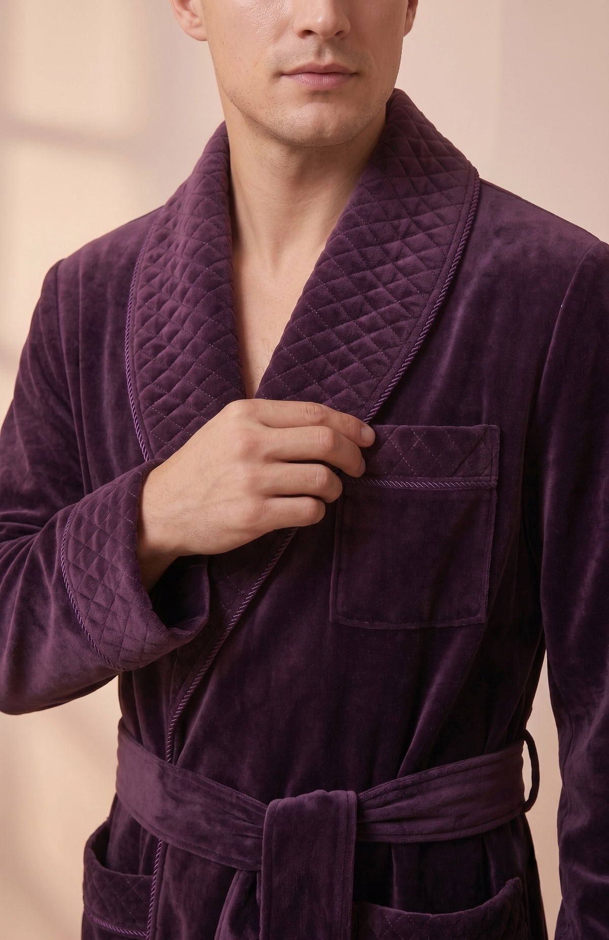 Imperial Purple | Quilted Velvet Robe for Men