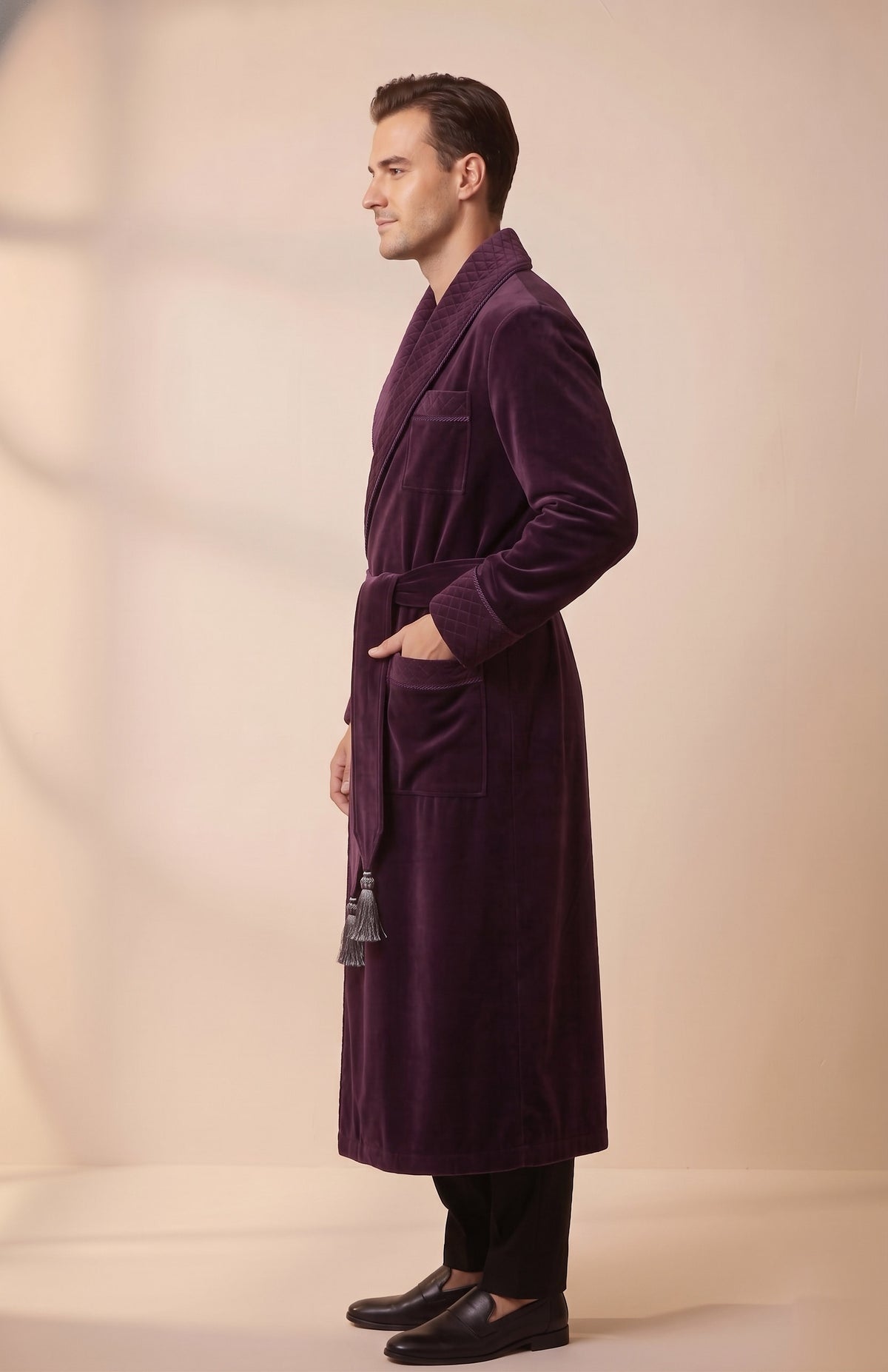 Imperial Purple | Quilted Velvet Robe for Men