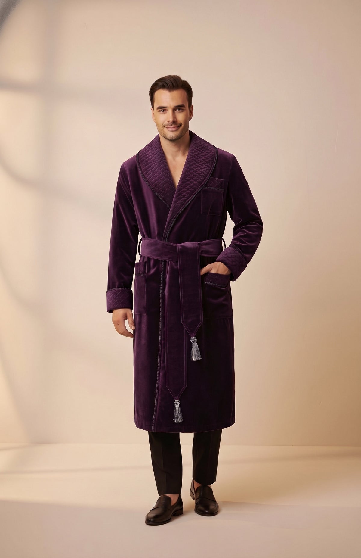 Imperial Purple | Quilted Velvet Robe for Men