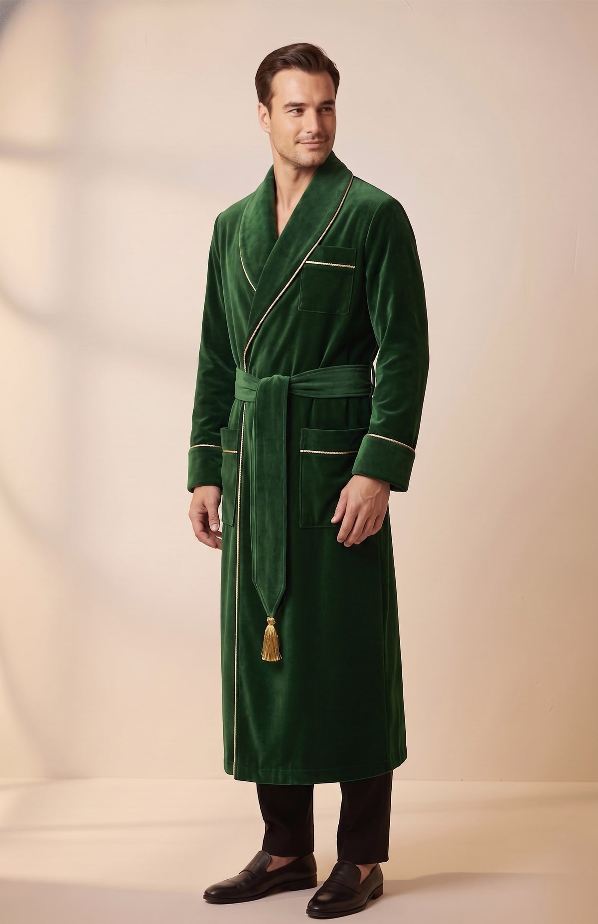 Glorious Green | Quilted Velvet Robe for Men