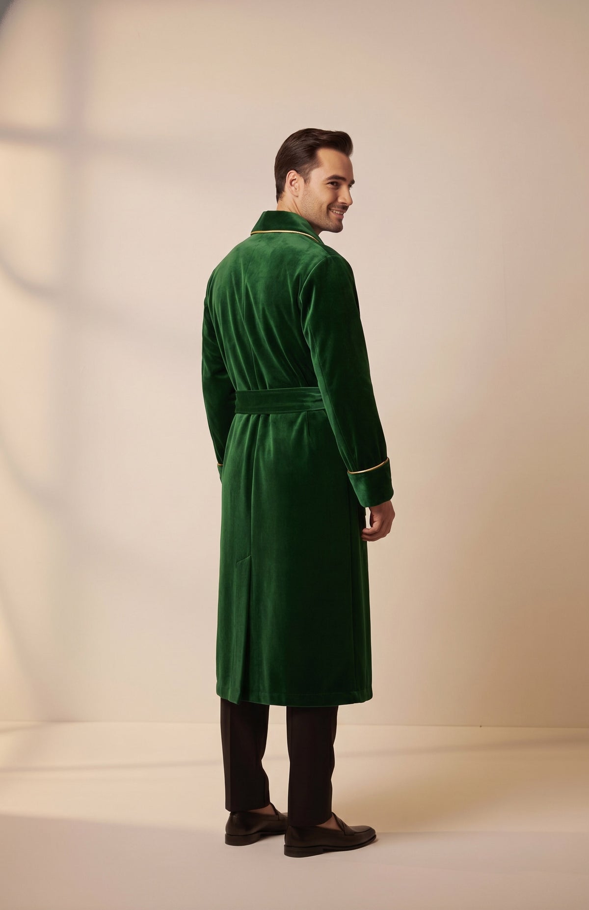 Glorious Green | Quilted Velvet Robe for Men