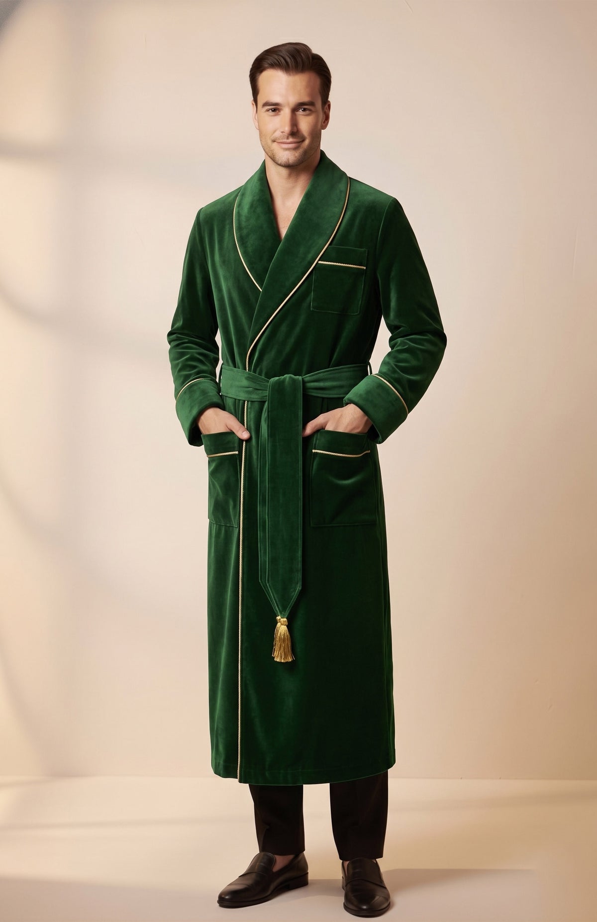 Glorious Green | Quilted Velvet Robe for Men