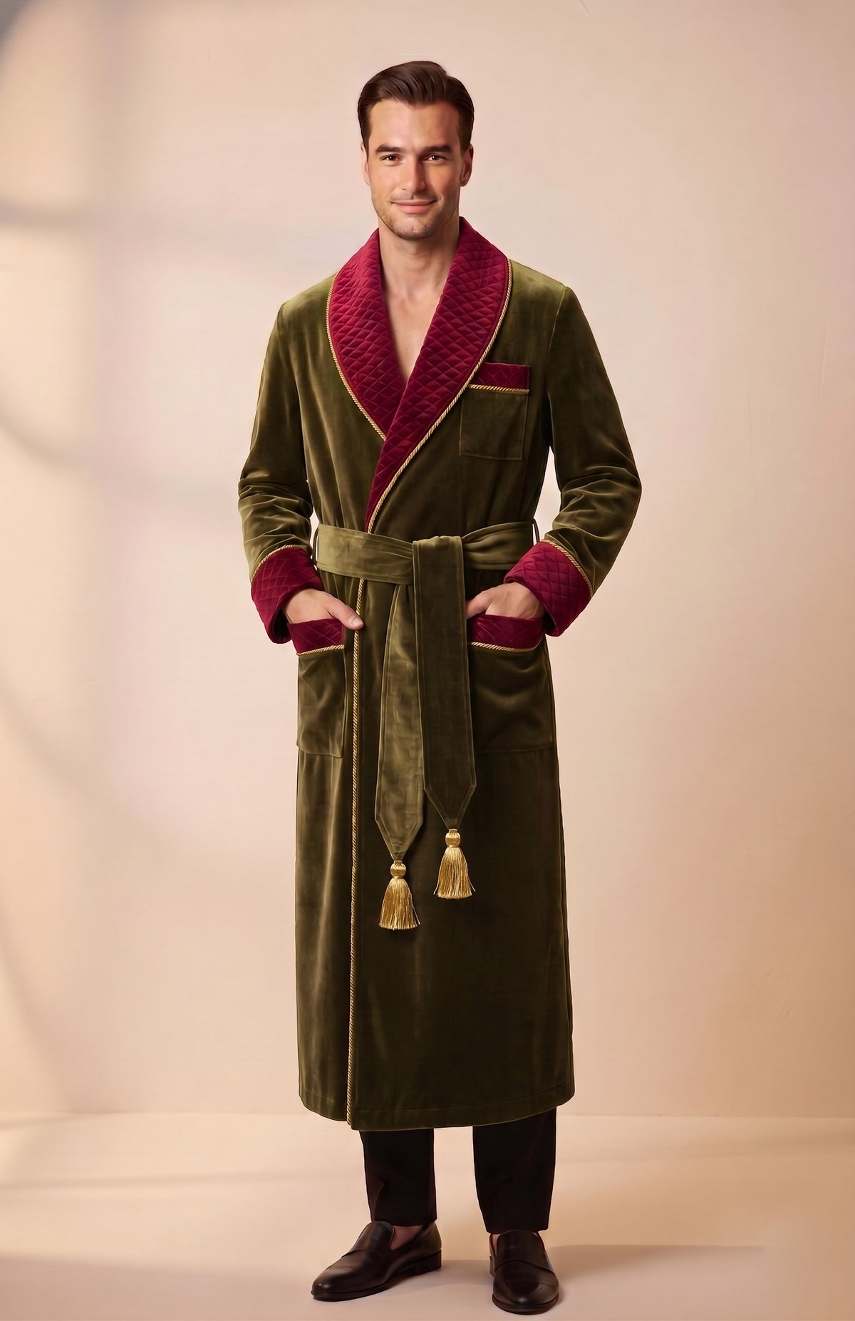 Olive Estate | Quilted Velvet Robe for Men