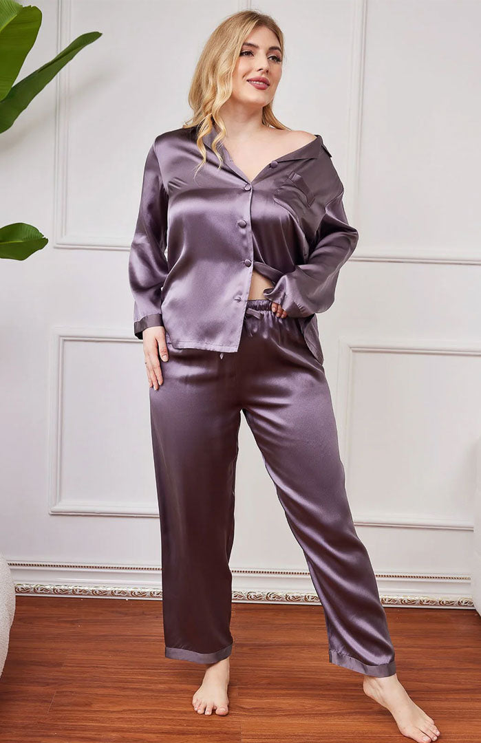 The Mauve Satin | Satin Plus Size Loungewear Set