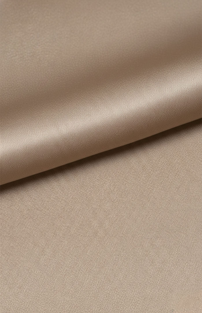 The Sicilian Gold | Beige with Brown Detailing | Satin Loungewear Set