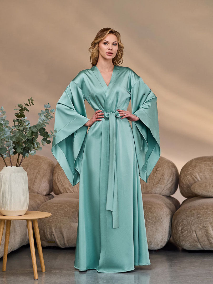 The Tiffany Blue | Satin Kimono Robe for Women