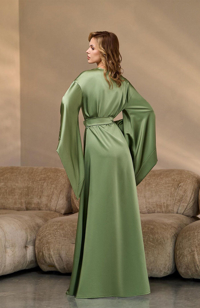 Sage Luxe | Satin Kimono Robe for Women