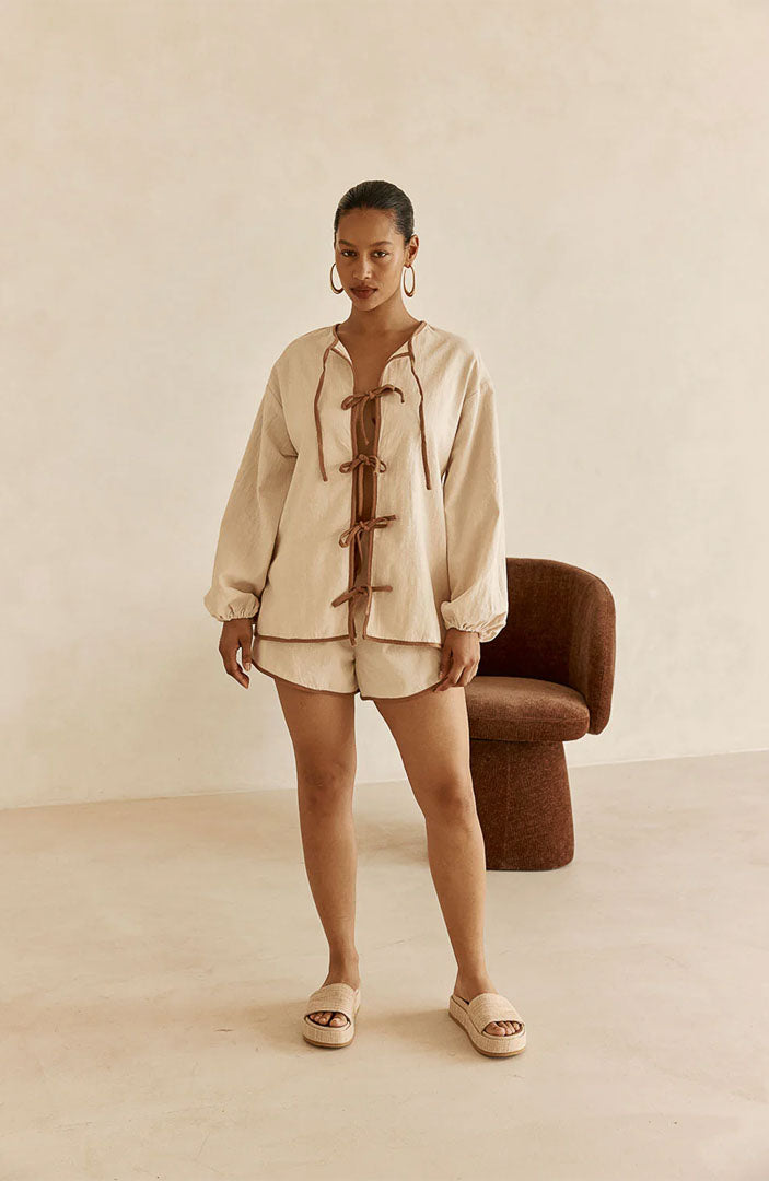 Mila Beige Co-ord Set | Cotton Linen Blend