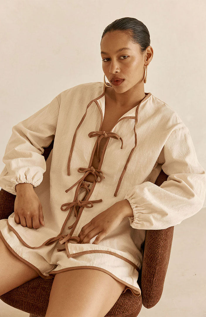 Mila Beige Co-ord Set | Cotton Linen Blend