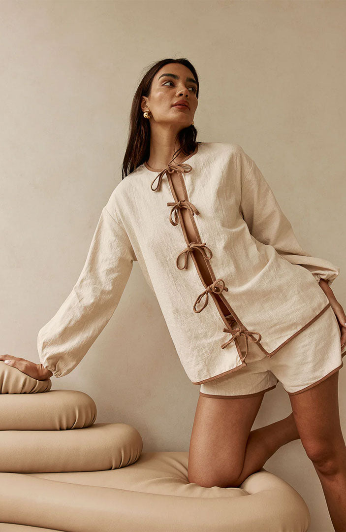 Mila Beige Co-ord Set | Cotton Linen Blend