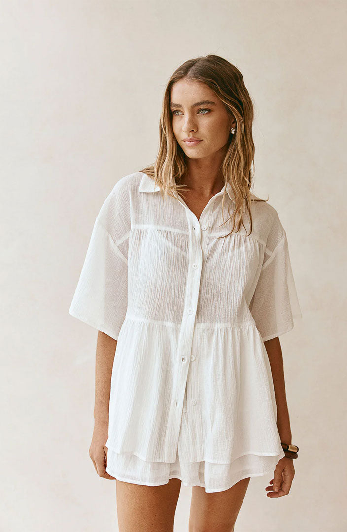 Lola White Co-ord Set | Cotton Linen Blend
