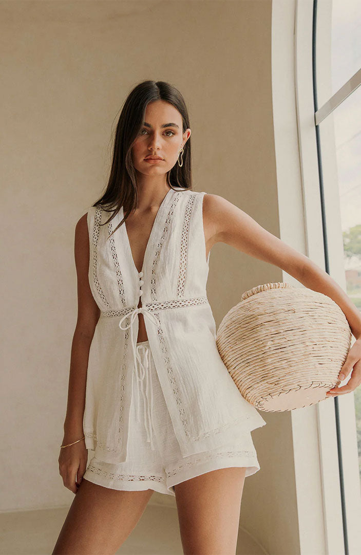 Lia White Co-ord Set | Cotton Linen Blend