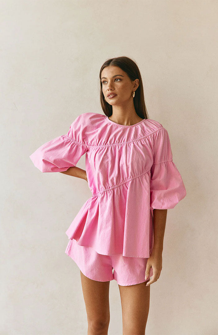 Lara Pink Co-ord Set | Cotton Linen Blend