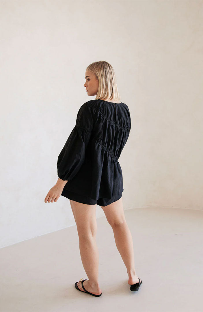 Lara Black Co-ord Set | Cotton Linen Blend
