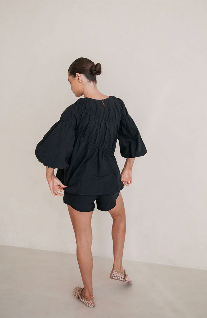 Lara Black Co-ord Set | Cotton Linen Blend