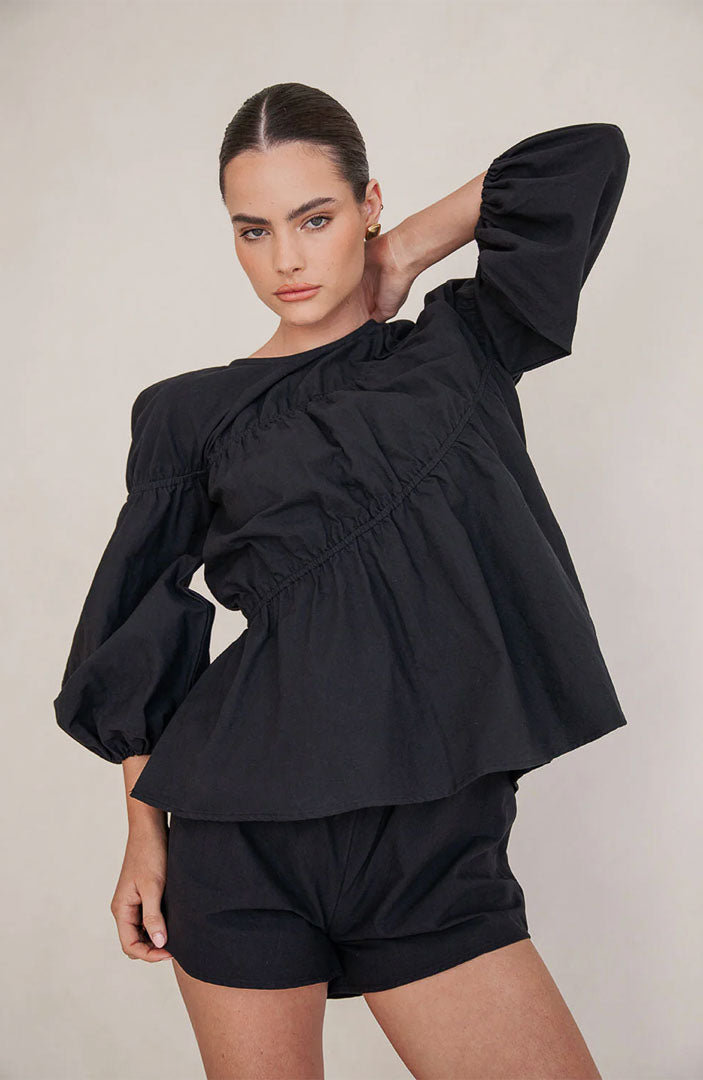 Lara Black Co-ord Set | Cotton Linen Blend