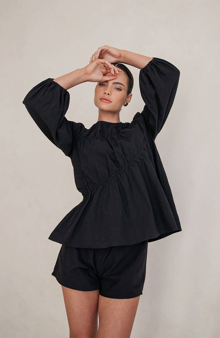 Lara Black Co-ord Set | Cotton Linen Blend