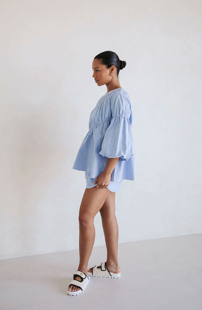 Lara Sky Blue Co-ord Set | Cotton Linen Blend