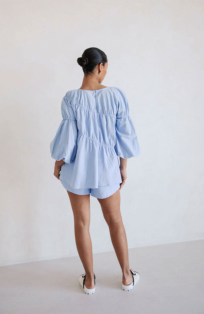 Lara Sky Blue Co-ord Set | Cotton Linen Blend