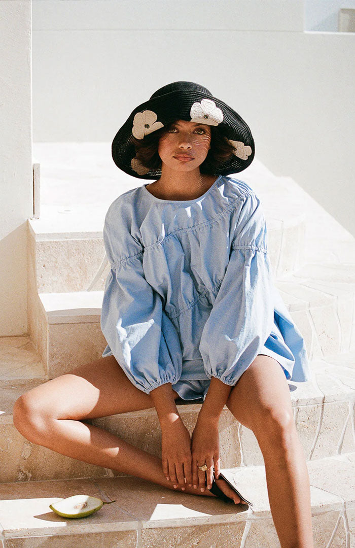 Lara Sky Blue Co-ord Set | Cotton Linen Blend
