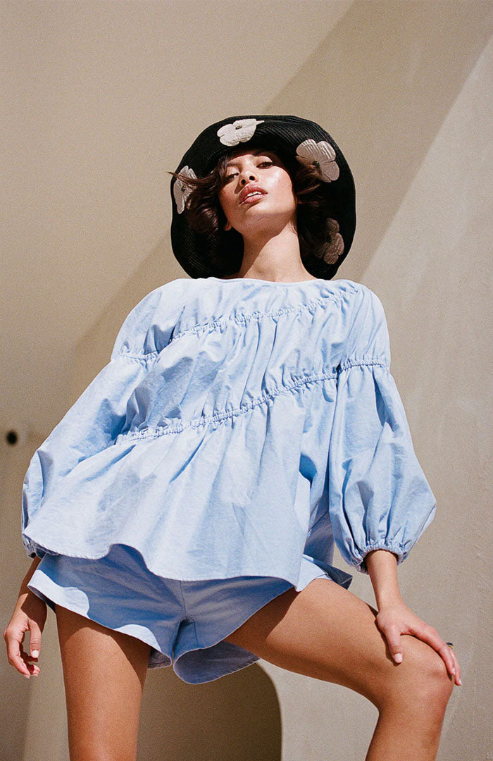 Lara Sky Blue Co-ord Set | Cotton Linen Blend