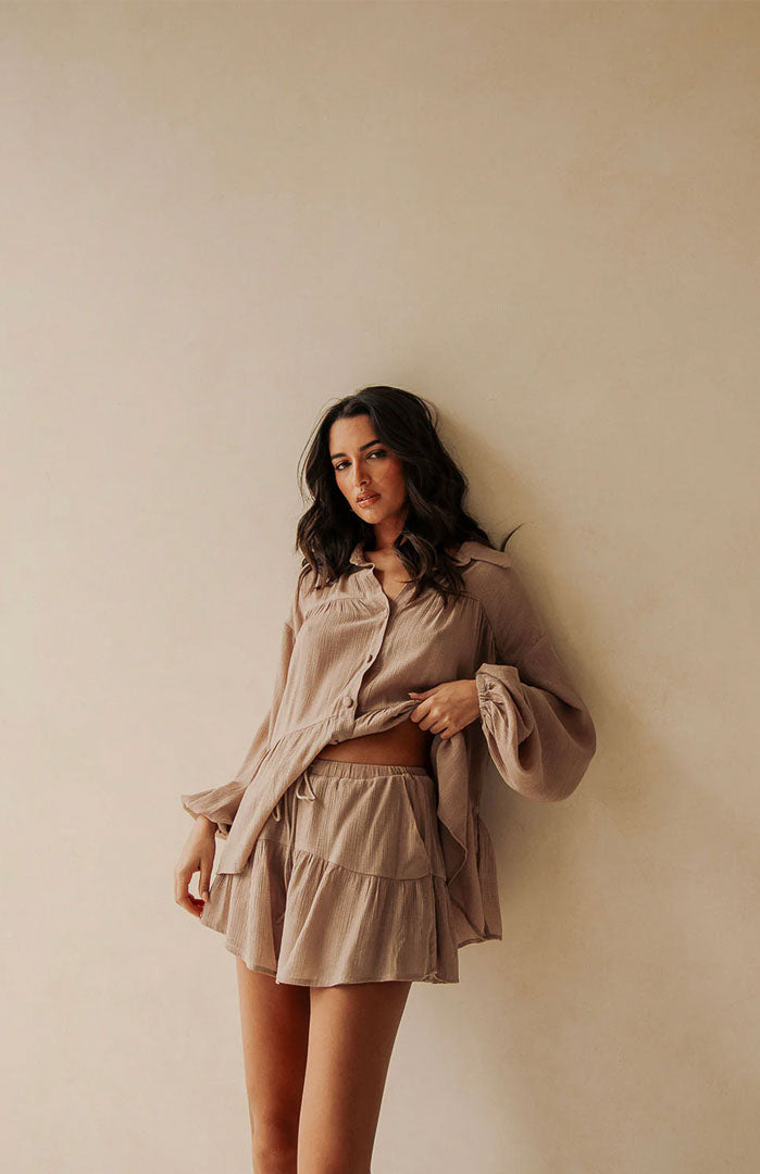 Lola Khakhi Co-ord Set | Cotton Linen Blend