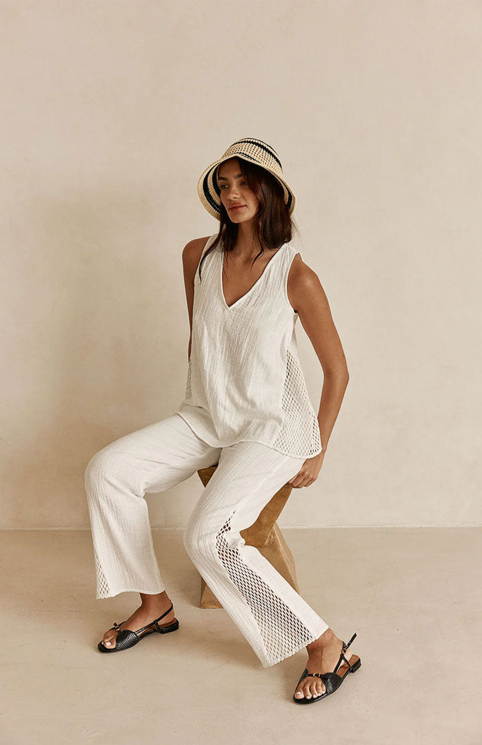 Luna White Co-ord Set | Cotton Linen Blend